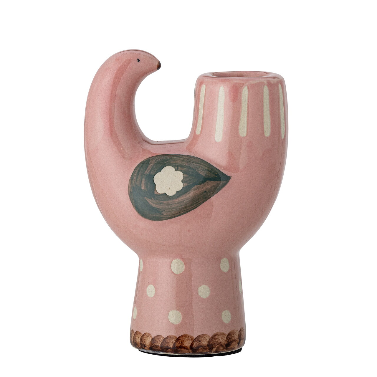 Suport pentru lumanari, Bloomingville, Trudy, 9x6x12.5 cm, ceramica, roz - imagine 5